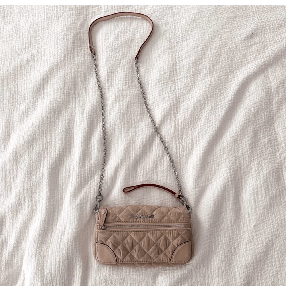 COPY - MZ Wallace Tan Quilted Clutch Wristlet
